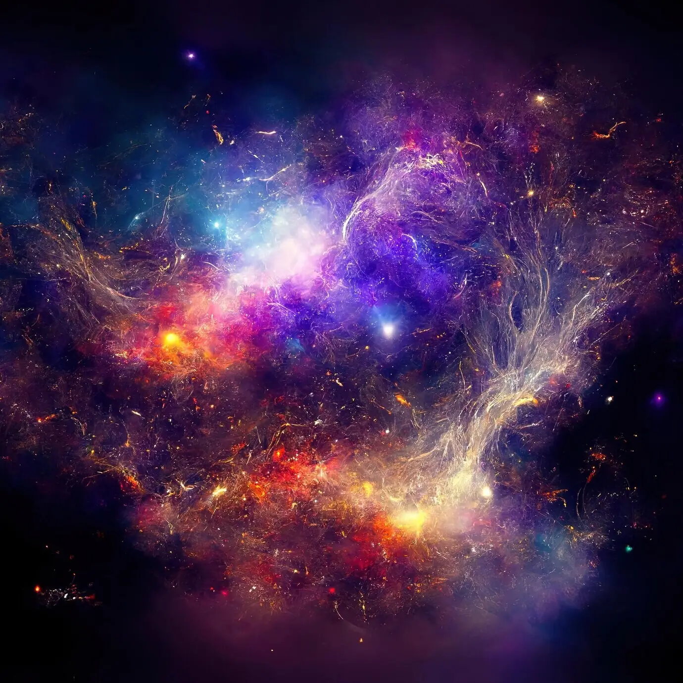 A realistic, colorful space background featuring stardust, shining stars, a nebula, and the Milky Way.