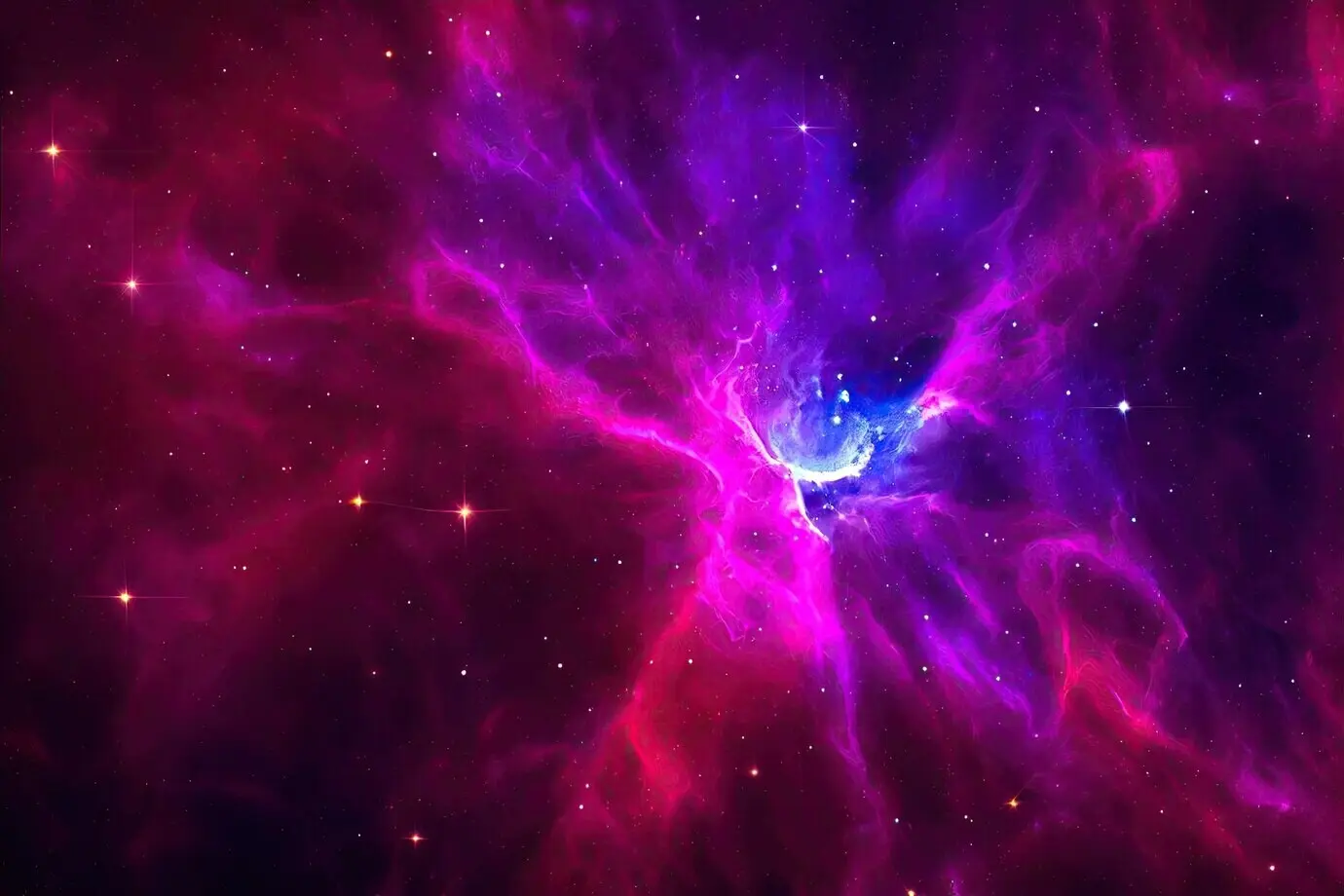 Realistic space backdrop featuring a starry night cosmos, shining stars, the Milky Way, stardust, and a colorful galaxy.